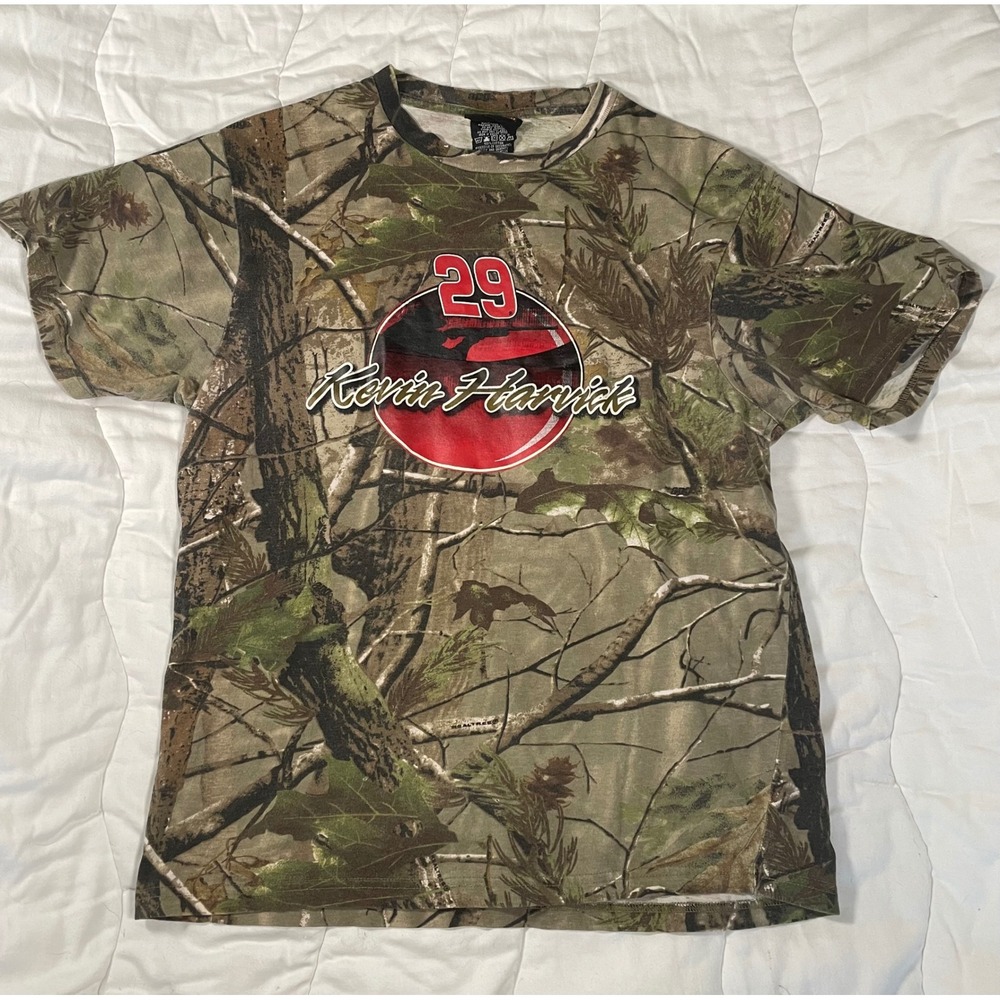 Chase Authentics Vintage Kevin Harvick 29 NASCAR Camo TShirt Kids Large Realtree